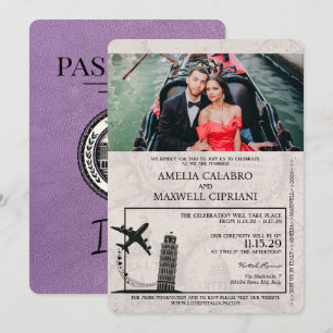 Lavender Italie Faire-part de mariage de passeport