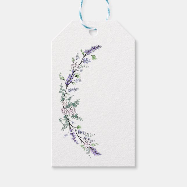 Lavender Ivory Rose und Eukalyptus Geschenkanhänger (Vorderseite)