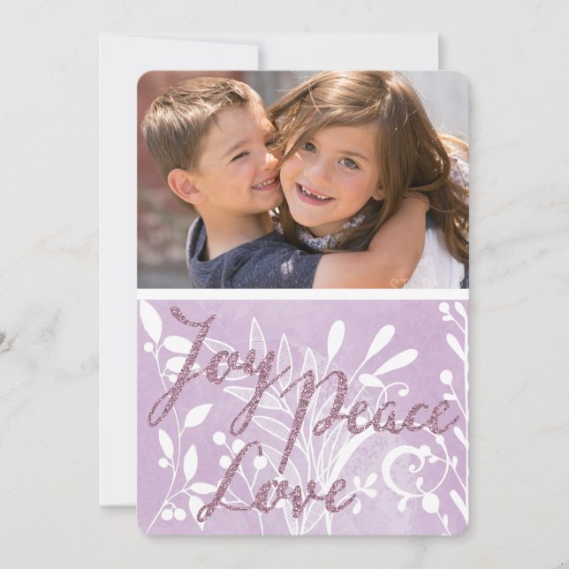 Lavender Joy Peace Love Carte photo de vacances (Devant)