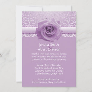 Lavender Lace Damask Beauty Rose Wedite Einladung