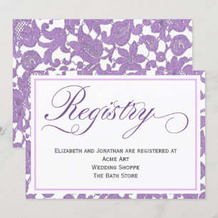 Lavender Lace Wedding Registrierungskarte Einladung