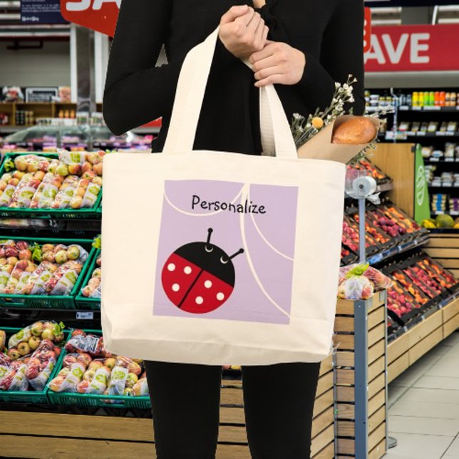 Lavender Lady Bug Tasche (Lavender Lady Bug Large Tote Bag)