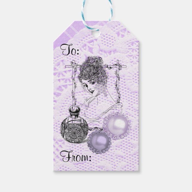 Lavender Lady Parfümerlace & Rhinestones Geschenkt Geschenkanhänger (Vorderseite)