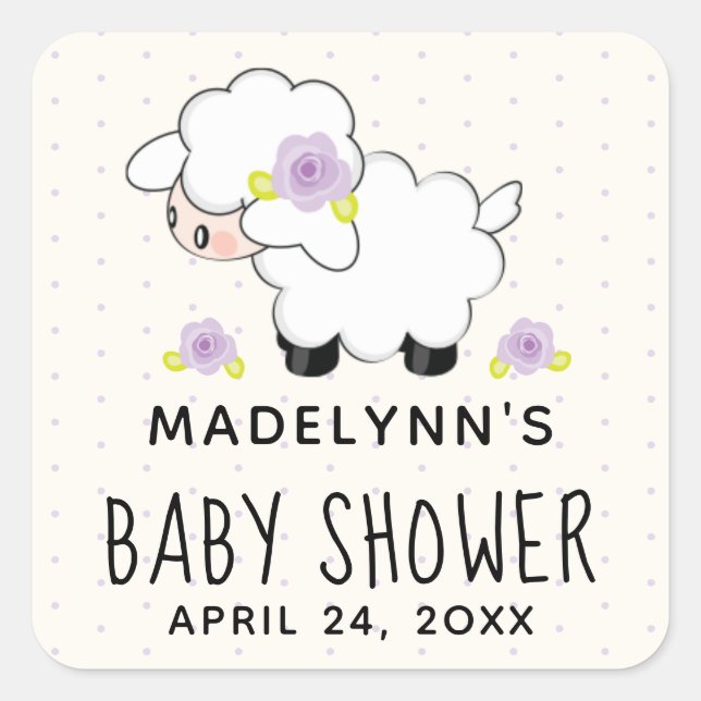 Lavender Lamb Babydusche Danke, dass Sie dafür sin Quadratischer Aufkleber (Vorderseite)