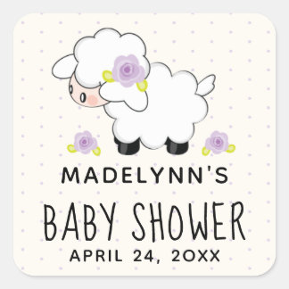Lavender Lamb Babydusche Danke, dass Sie dafür sin Quadratischer Aufkleber