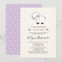 Lavender Lamb Babydusche Einladungen