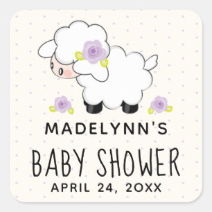 Lavender Lamb Babydusche Vielen Dank Quadratischer Aufkleber