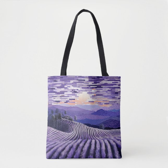 Lavender Landschaft Art Deco Malerei Tasche (Vorderseite)