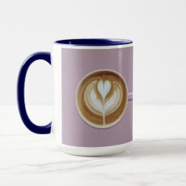 Lavender Latte Coffee Art Heart Combo Mug Tasse