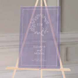Lavender Leafy Wappen Monogram Welcome Wedding Acrylschild
