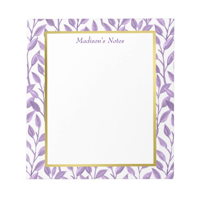 Lavender Leaves Personalized Notizblock (Vorderseite)