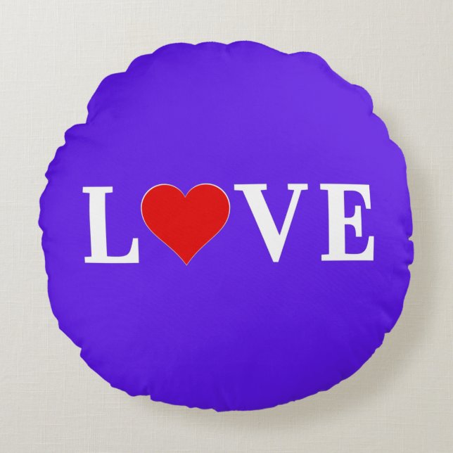 Lavender LIEBE Elegant Stilvoll Rundes Kissen (Vorderseite)