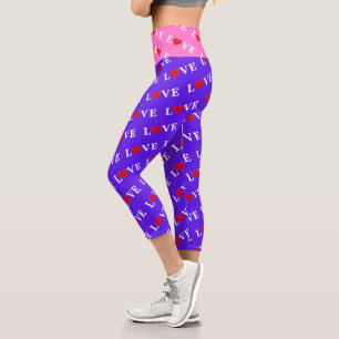 Lavender Liebe Herzens Moderne Eleganz Capri Leggings