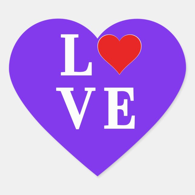 Lavender LIEBE Modernes Design Herz-Aufkleber (Vorderseite)