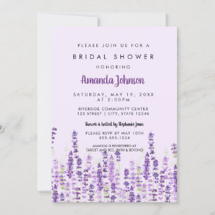 Lavender Light Purple Flowers Brautparty Einladung