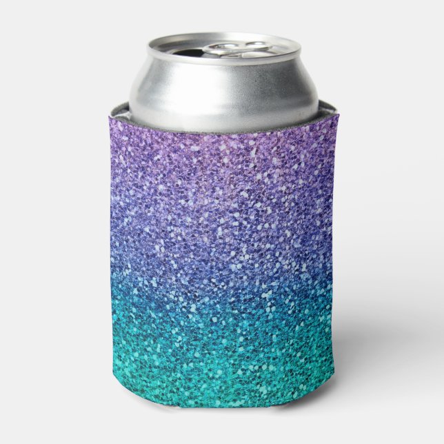 Lavender Lila & Aquamarin Aqua Green Funkelnd Glit Dosenkühler (Kanne Vorderseite)