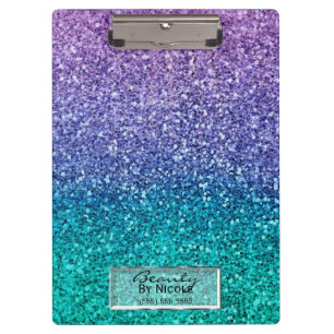 Lavender Lila & Aquamarin Aqua Green Funkelnd Glit Klemmbrett