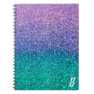 Lavender Lila & Aquamarin Aqua Green Funkelnd Glit Notizblock