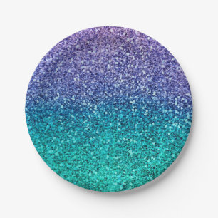 Lavender Lila & Aquamarin Aqua Green Funkelnd Part Pappteller