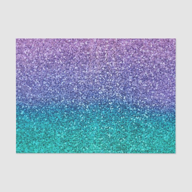 Lavender Lila & Aquamarin Aqua Green Funkelnd Part Seidenpapier (Vorderseite)