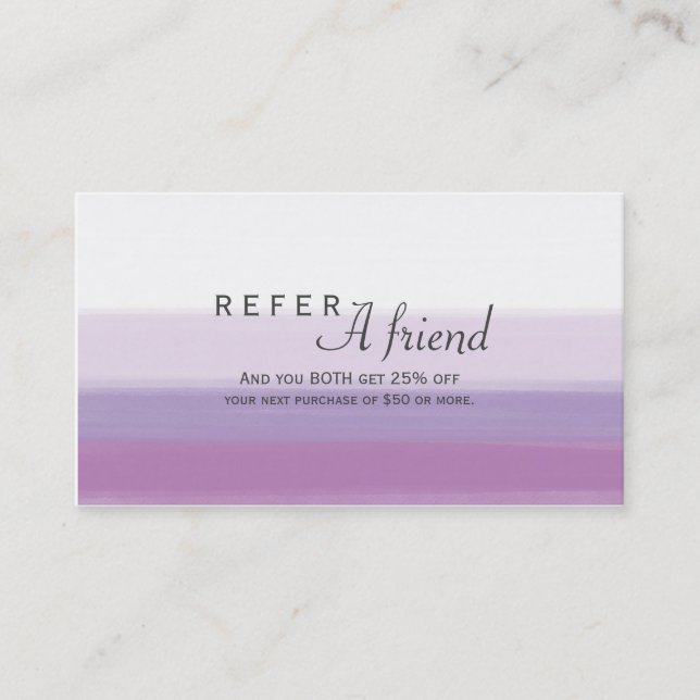 Lavender Lila Aquarellsalon REFENDE Empfehlungskarte (Vorderseite)