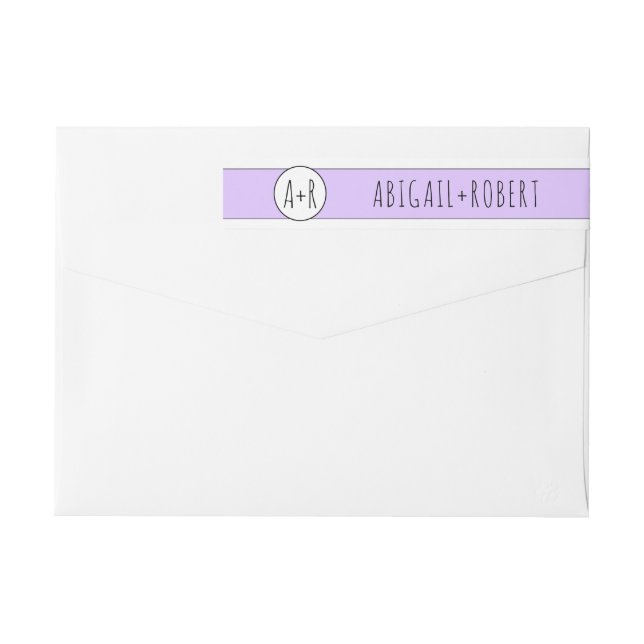 Lavender lila Band und Initialen Hochzeit (Rückseite)