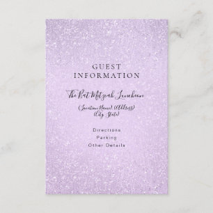 Lavender Lila Bat Mitzvah Gastinformation Begleitkarte