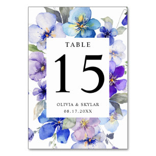 Lavender Lila Blue Navy Blumenrahmen Hochzeit Tischnummer