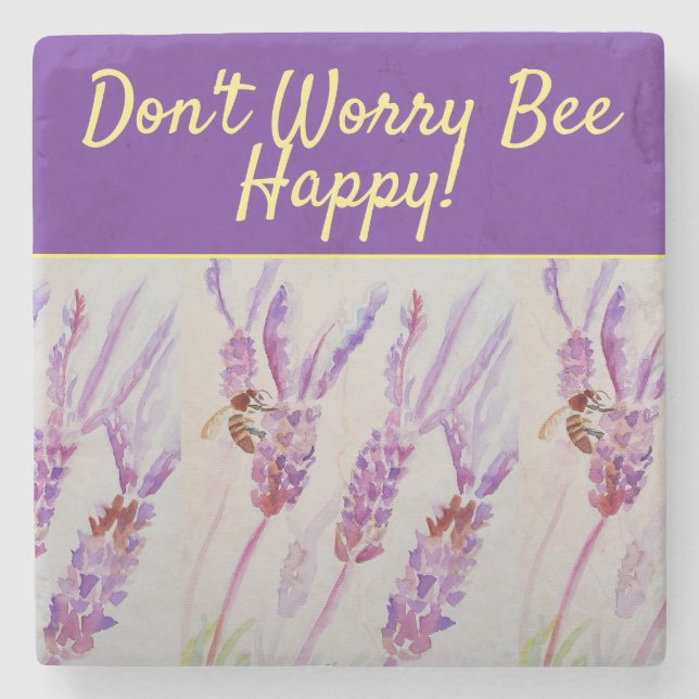 Lavender Lila Blumenkunst Keine Sorge Bee Happy G Steinuntersetzer (Vorderseite)