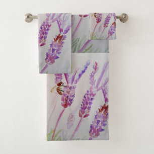 Lavender Lila Blumenkunst Keine Sorge Bienen glüc Badhandtuch Set