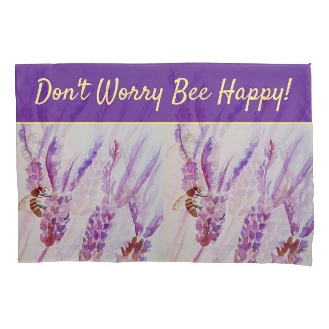 Lavender Lila Blumenkunst Keine Sorge Bienen glück Kissenbezug (Vorderseite)