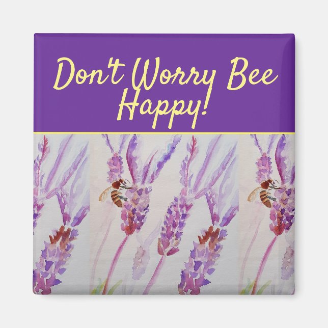 Lavender Lila Blumenkunst Keine Sorge Bienen glück Magnet (Vorne)