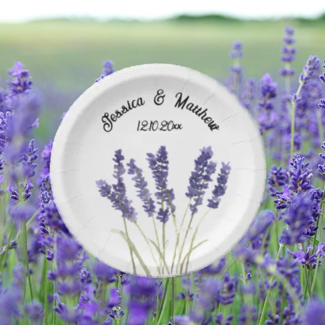 Lavender Lila Blumenstrauß Boho Wasserfarben Hochz Pappteller (Von Creator hochgeladen)
