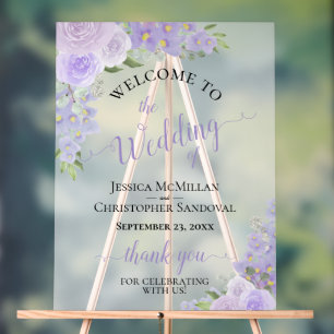 Lavender Lila Boho Chic Rose Hochzeit Begrüßung Acrylschild