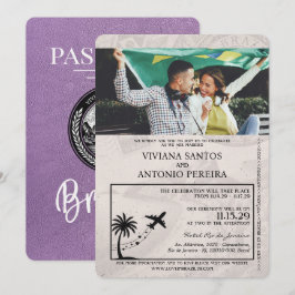 Lavender Lila Brasilien Passport Hochzeitseinladun Einladung
