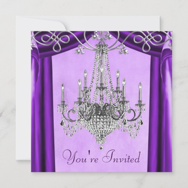 Lavender Lila Chandelier Party Einladungen (Vorderseite)