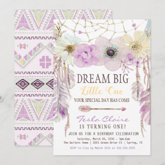 Lavender & Lila Dream Catcher Boho Birthday Einladung