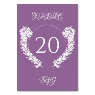 Lavender Lila Elegante Blumenhochzeit Tischnummer