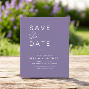 Lavender Lila Elegante Save the Date Minimalistisc