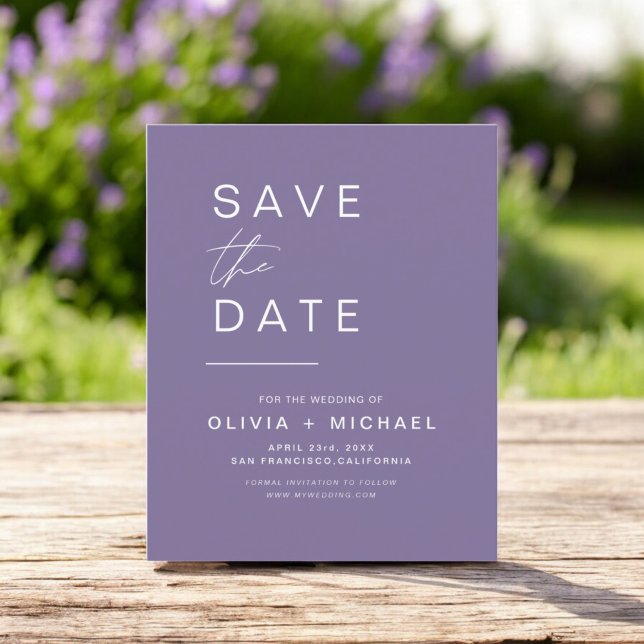 Lavender Lila Elegante Save the Date Minimalistisc (Von Creator hochgeladen)