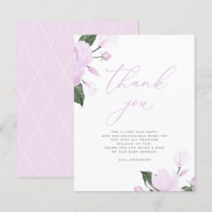 Lavender Lila Floral Baby Dusche Vielen Dank Dankeskarte