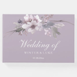 Lavender Lila Floral Elegante Wedding Gästebuch