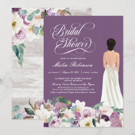Lavender Lila Floral Elegantes Gown Brautparty Einladung
