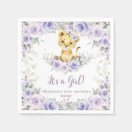 Lavender Lila Floral Lion Cub Babydusche Serviette