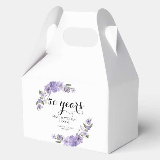 Lavender lila Florale 50. Hochzeitstag Geschenkschachtel (Vorderseite)