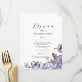 Lavender lila Florale 50. Hochzeitstag Menükarte