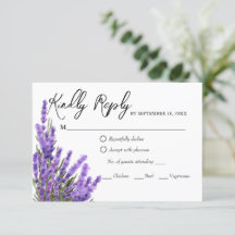 Lavender Lila Florals Wedding RSVP Card