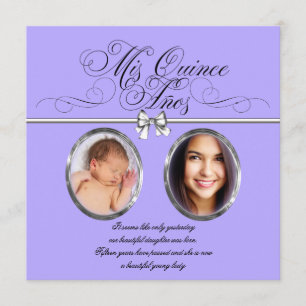 Lavender Lila Foto Quinceanera Einladungen