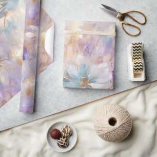 Lavender Lila Gold Glam Floral Brautparty Geschenkpapier