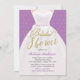 Lavender Lila Gold Wedding Dress Brautparty Einladung